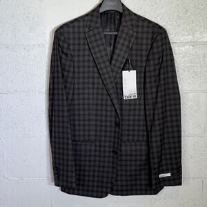 Bar III Men's Slim-Fit Suit Jacket Brown Check 40L $425